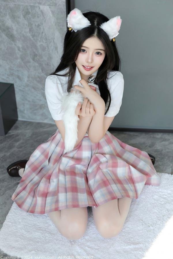 袁圆   XiuRen秀人网-9277-袁圆-jk萝莉制服白衬衫猫耳爆乳-2024.10.12第13张图片
