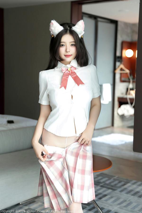 袁圆   XiuRen秀人网-9277-袁圆-jk萝莉制服白衬衫猫耳爆乳-2024.10.12第33张图片