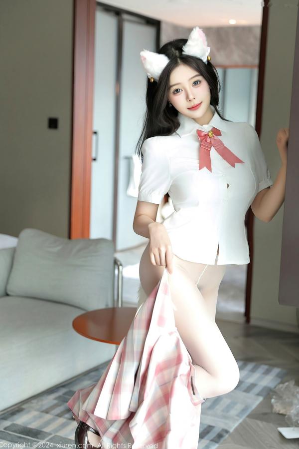 袁圆   XiuRen秀人网-9277-袁圆-jk萝莉制服白衬衫猫耳爆乳-2024.10.12第34张图片