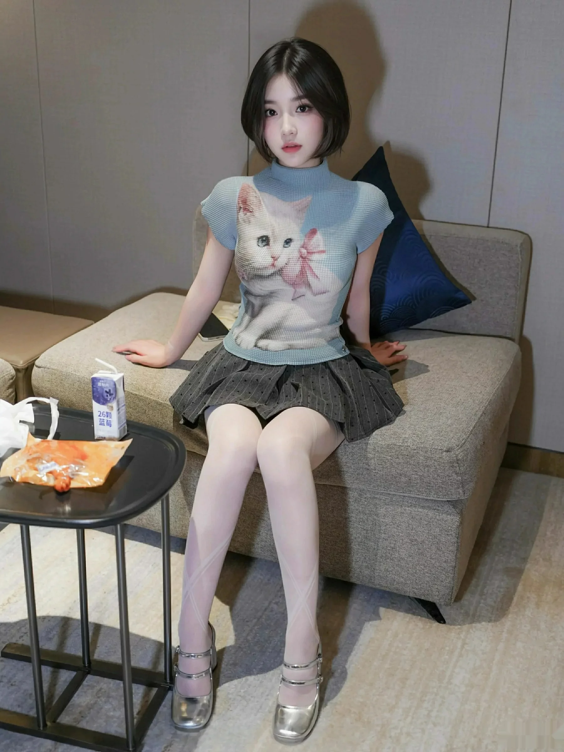 汁汁  [XiuRen]高清写真图 2025.09.30 No.10830 汁汁 灰色短裙第22张图片