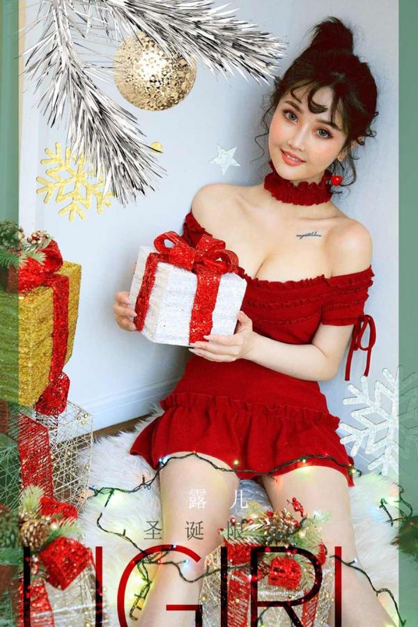 露儿  露儿的圣诞限定 一袭抹胸红色短裙第1张图片