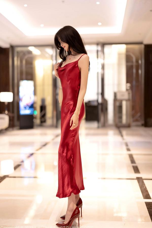 程程程   XiaoYu语画界-1166-程程程--红色长裙黑色情趣内衣黑丝-2023.12.18第3张图片