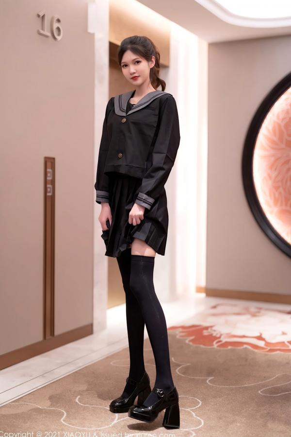 程程程   XiaoYu语画界-591-程程程-私房室内学院制服诱惑与黑丝内衣大尺度写真第1张图片