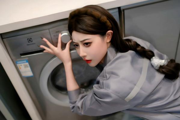 奈汐酱nice 奈汐酱  奈汐酱nice 维羞工居家洗衣房情景私房照，性感黑色内衣搭配红边吊带丝袜，演绎撩人绝美曲线，大尺度写真诱惑来袭第6张图片