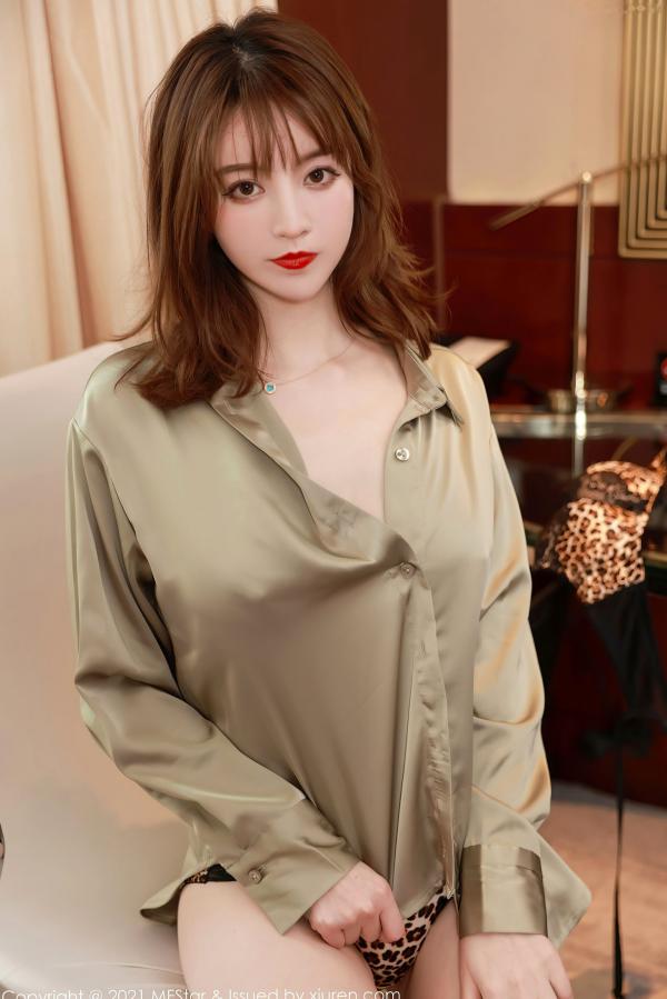 yoo优优   MFStar模范学院-485-Yoo优优-极品美女职场OL风丝质衬衫搭配豹纹内衣居家私房诱惑写真第29张图片