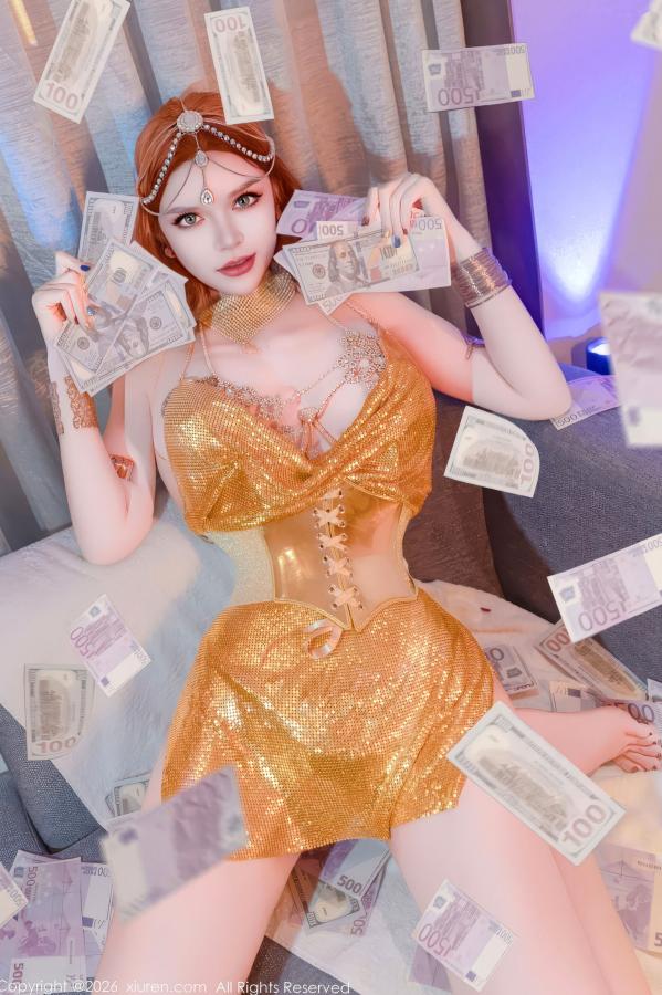 伊丽莎有点白  XiuRen秀人网 11224 伊丽莎有点白 珍珠情趣内衣与金色吊带 奢华私房性感诱惑写真第43张图片