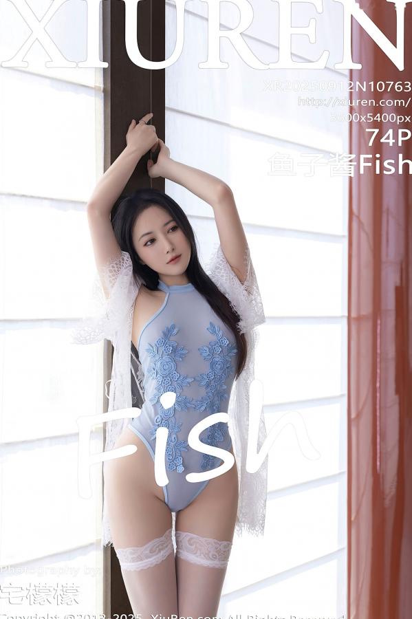 鱼子酱fish   秀人网 鱼子酱Fish - 轻透白纱浅蓝死库水性感私房写真第75张图片