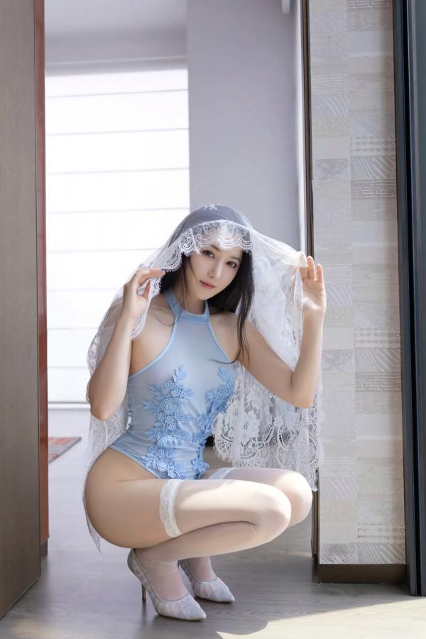 鱼子酱fish   鱼子酱Fish 蓝色的梦，透明蕾丝边的极致诱惑，室内私房写真[120P]第40张图片