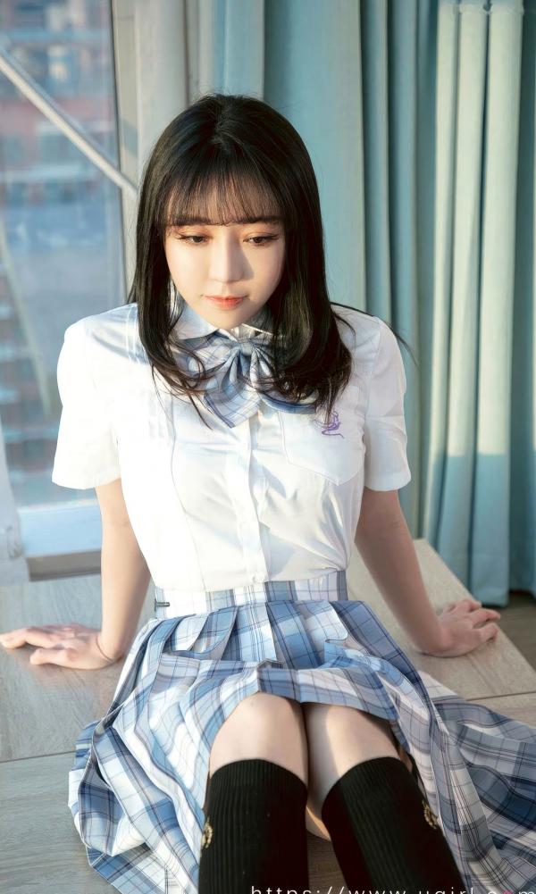 白亦Ada   UGirlsApp尤果圈爱尤物-2929-白亦ADA-《香色格子裙》JK制服清新校园风拍摄第7张图片