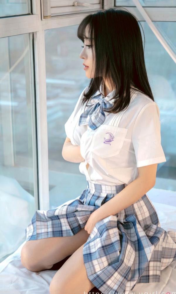 白亦Ada   UGirlsApp尤果圈爱尤物-2929-白亦ADA-《香色格子裙》JK制服清新校园风拍摄第26张图片