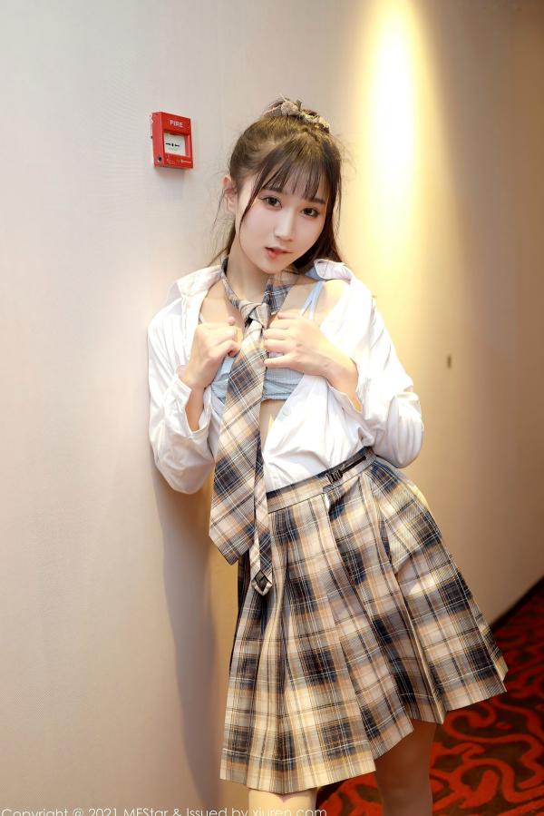 小果冻儿jelly   MFStar模范学院-447-小果冻儿Jelly-白衬衣格子裙JK制服-2021.01.26第12张图片
