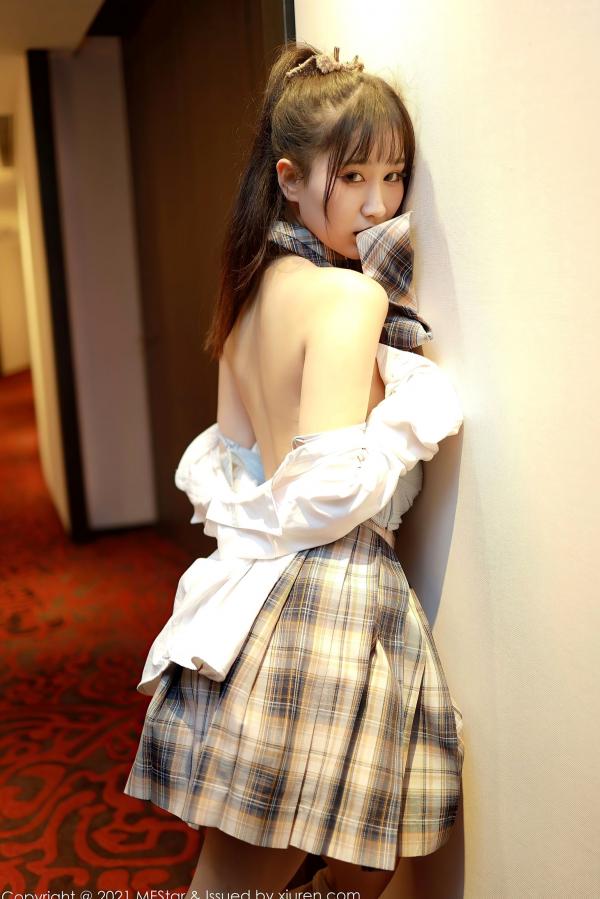 小果冻儿jelly   MFStar模范学院-447-小果冻儿Jelly-白衬衣格子裙JK制服-2021.01.26第22张图片