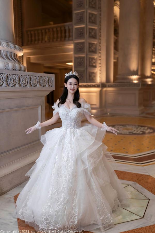 唐安琪   秀人网9283期唐安琪白色婚纱写真：唯美透视白纱私房照，展现清纯与性感的极致诱惑，室内唯美大片第1张图片