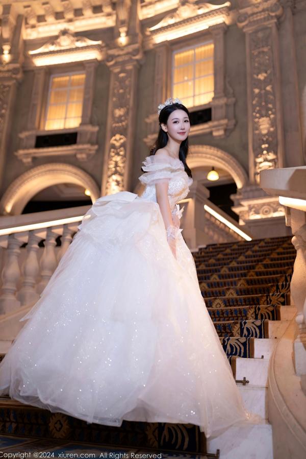唐安琪   秀人网9283期唐安琪白色婚纱写真：唯美透视白纱私房照，展现清纯与性感的极致诱惑，室内唯美大片第3张图片