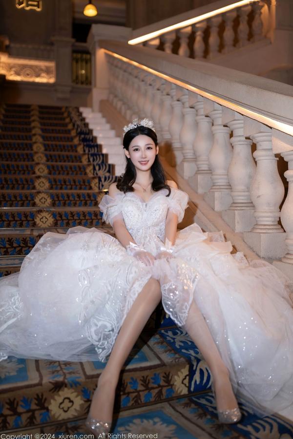 唐安琪   秀人网9283期唐安琪白色婚纱写真：唯美透视白纱私房照，展现清纯与性感的极致诱惑，室内唯美大片第5张图片
