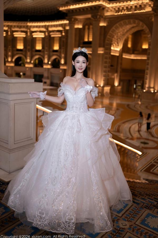 唐安琪   秀人网9283期唐安琪白色婚纱写真：唯美透视白纱私房照，展现清纯与性感的极致诱惑，室内唯美大片第6张图片