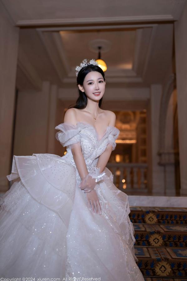 唐安琪   秀人网9283期唐安琪白色婚纱写真：唯美透视白纱私房照，展现清纯与性感的极致诱惑，室内唯美大片第7张图片