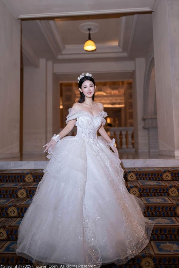 唐安琪   秀人网9283期唐安琪白色婚纱写真：唯美透视白纱私房照，展现清纯与性感的极致诱惑，室内唯美大片第8张图片