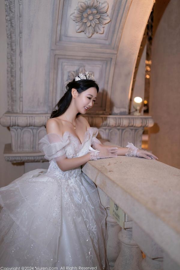 唐安琪   秀人网9283期唐安琪白色婚纱写真：唯美透视白纱私房照，展现清纯与性感的极致诱惑，室内唯美大片第9张图片