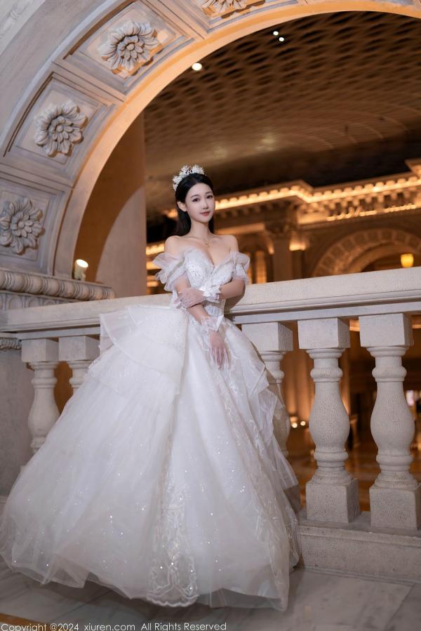 唐安琪   秀人网9283期唐安琪白色婚纱写真：唯美透视白纱私房照，展现清纯与性感的极致诱惑，室内唯美大片第10张图片