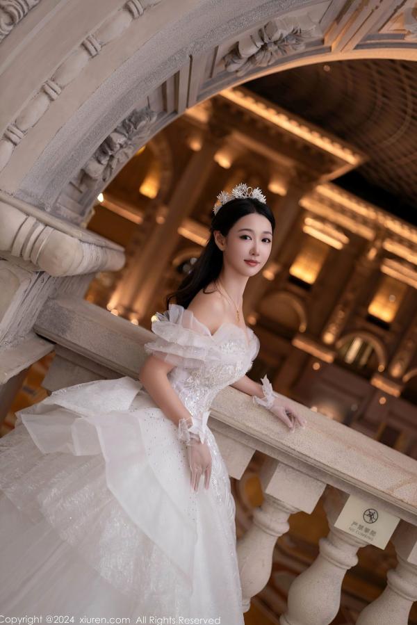 唐安琪   秀人网9283期唐安琪白色婚纱写真：唯美透视白纱私房照，展现清纯与性感的极致诱惑，室内唯美大片第12张图片