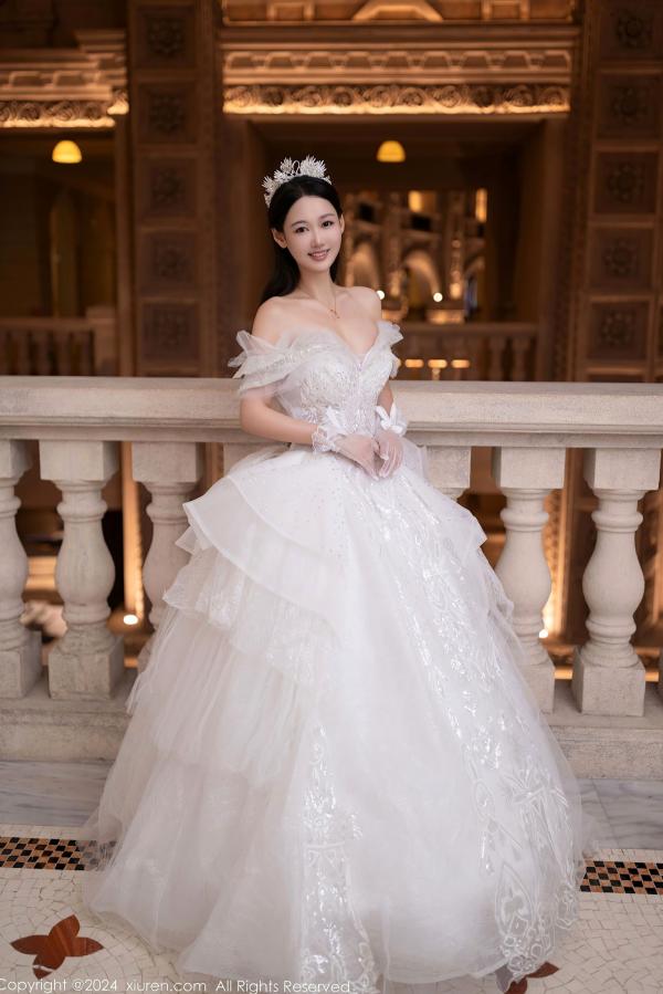 唐安琪   秀人网9283期唐安琪白色婚纱写真：唯美透视白纱私房照，展现清纯与性感的极致诱惑，室内唯美大片第13张图片