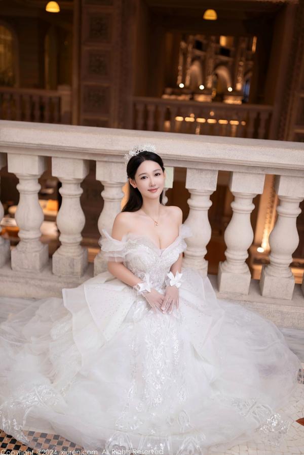 唐安琪   秀人网9283期唐安琪白色婚纱写真：唯美透视白纱私房照，展现清纯与性感的极致诱惑，室内唯美大片第14张图片