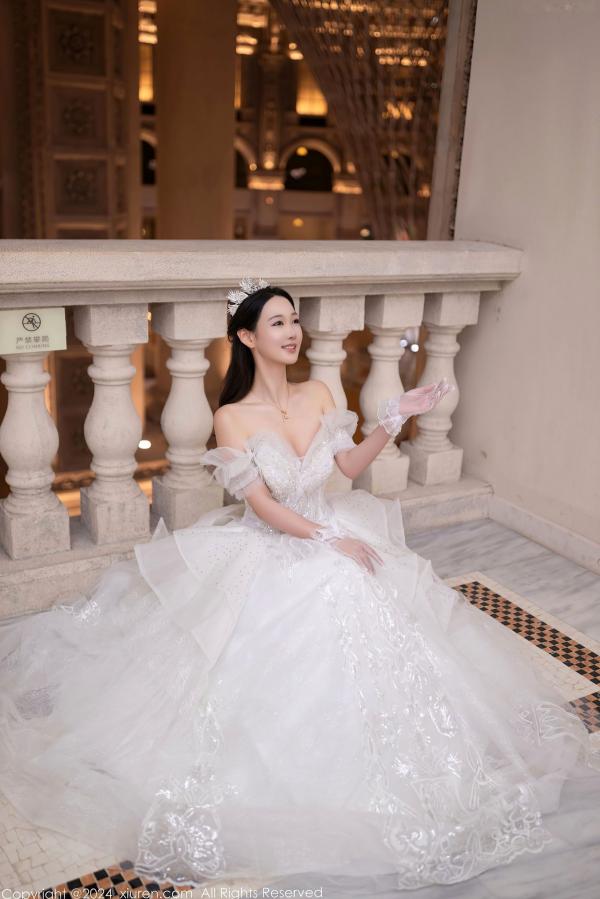 唐安琪   秀人网9283期唐安琪白色婚纱写真：唯美透视白纱私房照，展现清纯与性感的极致诱惑，室内唯美大片第15张图片