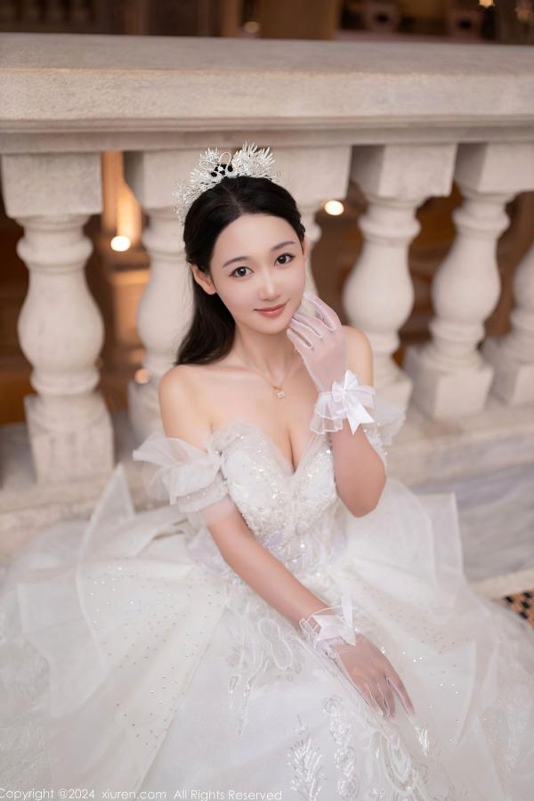 唐安琪   秀人网9283期唐安琪白色婚纱写真：唯美透视白纱私房照，展现清纯与性感的极致诱惑，室内唯美大片第16张图片