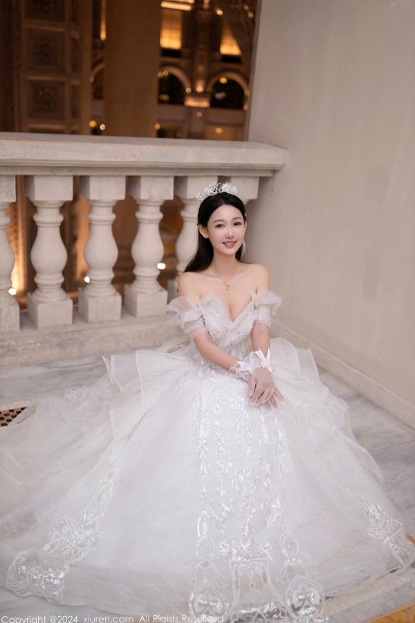 唐安琪   秀人网9283期唐安琪白色婚纱写真：唯美透视白纱私房照，展现清纯与性感的极致诱惑，室内唯美大片第17张图片