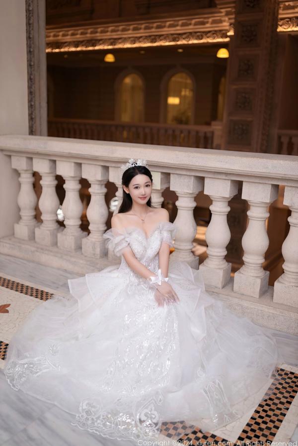 唐安琪   秀人网9283期唐安琪白色婚纱写真：唯美透视白纱私房照，展现清纯与性感的极致诱惑，室内唯美大片第19张图片