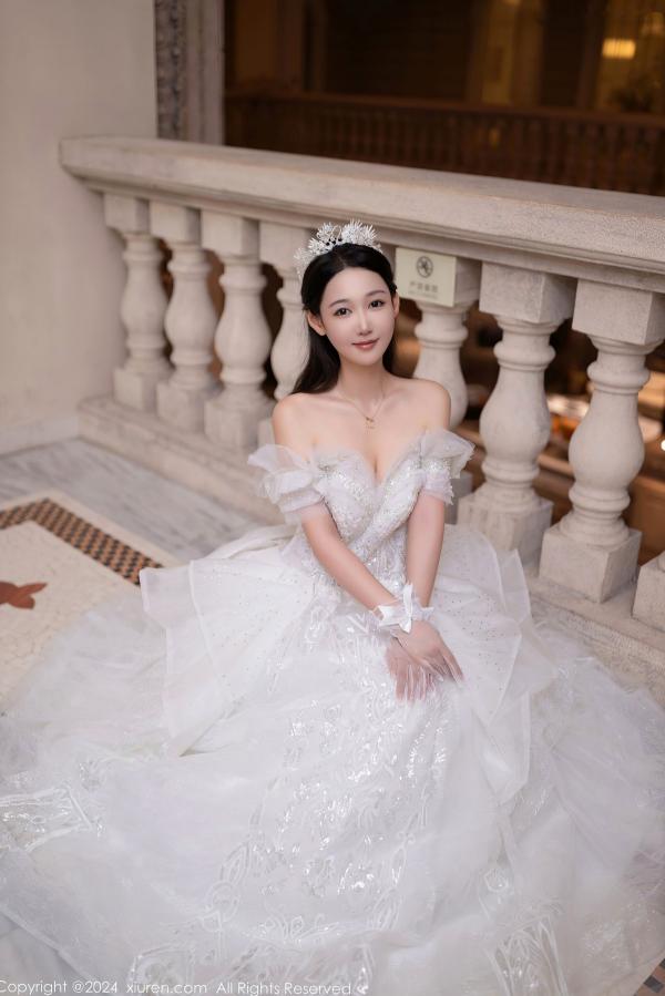 唐安琪   秀人网9283期唐安琪白色婚纱写真：唯美透视白纱私房照，展现清纯与性感的极致诱惑，室内唯美大片第20张图片
