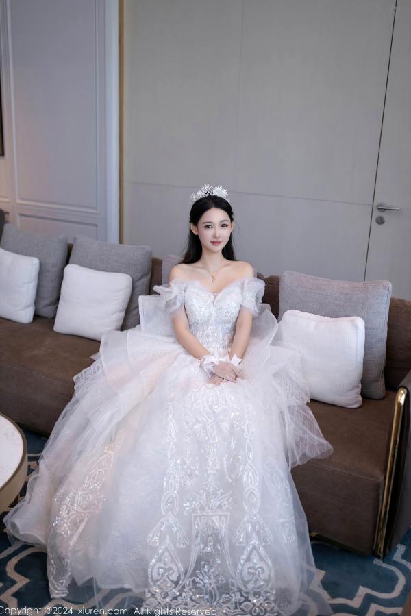 唐安琪   秀人网9283期唐安琪白色婚纱写真：唯美透视白纱私房照，展现清纯与性感的极致诱惑，室内唯美大片第22张图片