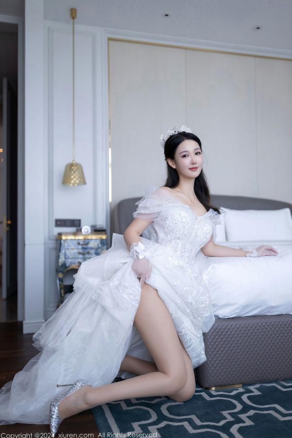 唐安琪   秀人网9283期唐安琪白色婚纱写真：唯美透视白纱私房照，展现清纯与性感的极致诱惑，室内唯美大片第25张图片