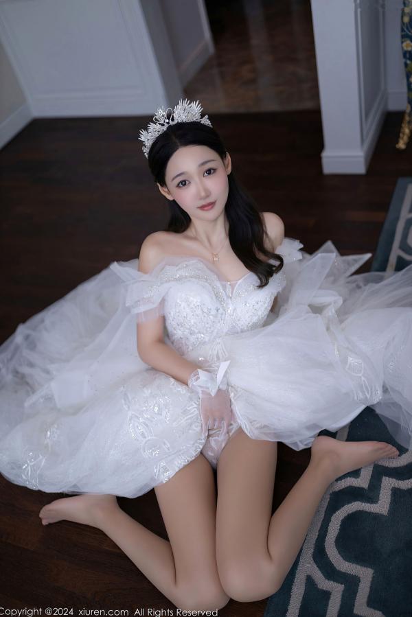 唐安琪   秀人网9283期唐安琪白色婚纱写真：唯美透视白纱私房照，展现清纯与性感的极致诱惑，室内唯美大片第27张图片