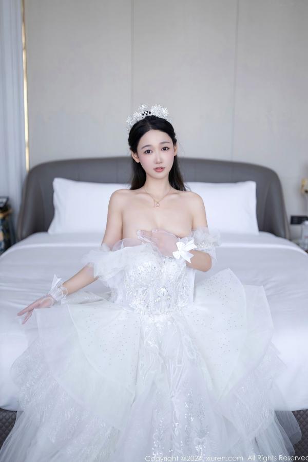 唐安琪   秀人网9283期唐安琪白色婚纱写真：唯美透视白纱私房照，展现清纯与性感的极致诱惑，室内唯美大片第29张图片