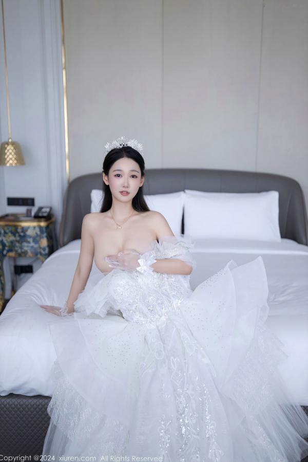 唐安琪   秀人网9283期唐安琪白色婚纱写真：唯美透视白纱私房照，展现清纯与性感的极致诱惑，室内唯美大片第30张图片