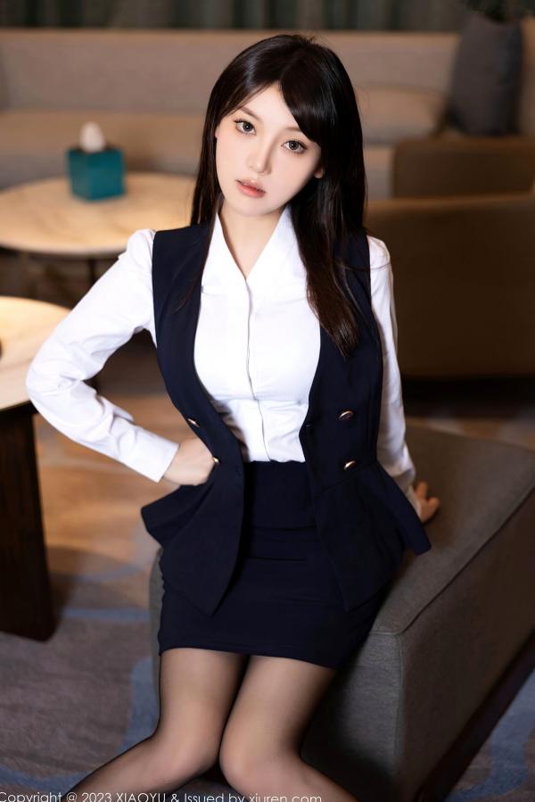 豆瓣酱   XiaoYu语画界-1113-豆瓣酱：简约白衬衫搭配黑色内衣与黑丝，演绎极致性感私房诱惑-2023.09.18第12张图片