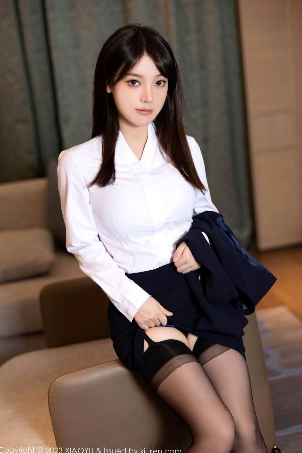 豆瓣酱   XiaoYu语画界-1113-豆瓣酱：简约白衬衫搭配黑色内衣与黑丝，演绎极致性感私房诱惑-2023.09.18第17张图片