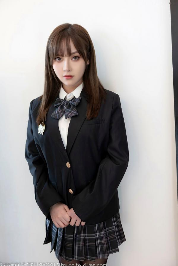 豆瓣酱   XiaoYu语画界-677-豆瓣酱-学生制服主题性感内衣黑丝-2021.12.16第1张图片