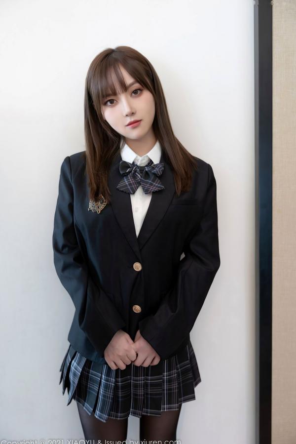 豆瓣酱   XiaoYu语画界-677-豆瓣酱-学生制服主题性感内衣黑丝-2021.12.16第2张图片