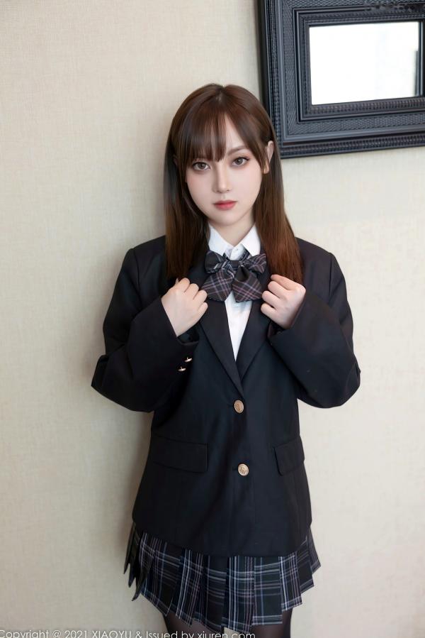 豆瓣酱   XiaoYu语画界-677-豆瓣酱-学生制服主题性感内衣黑丝-2021.12.16第4张图片