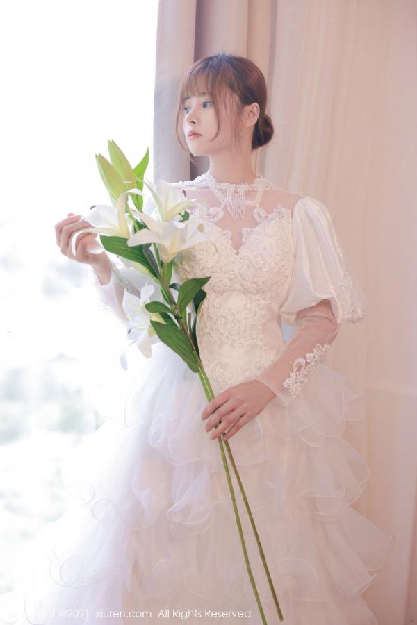 奈沐子  欧派模特奈沐子 唯美动人白色婚纱第2张图片