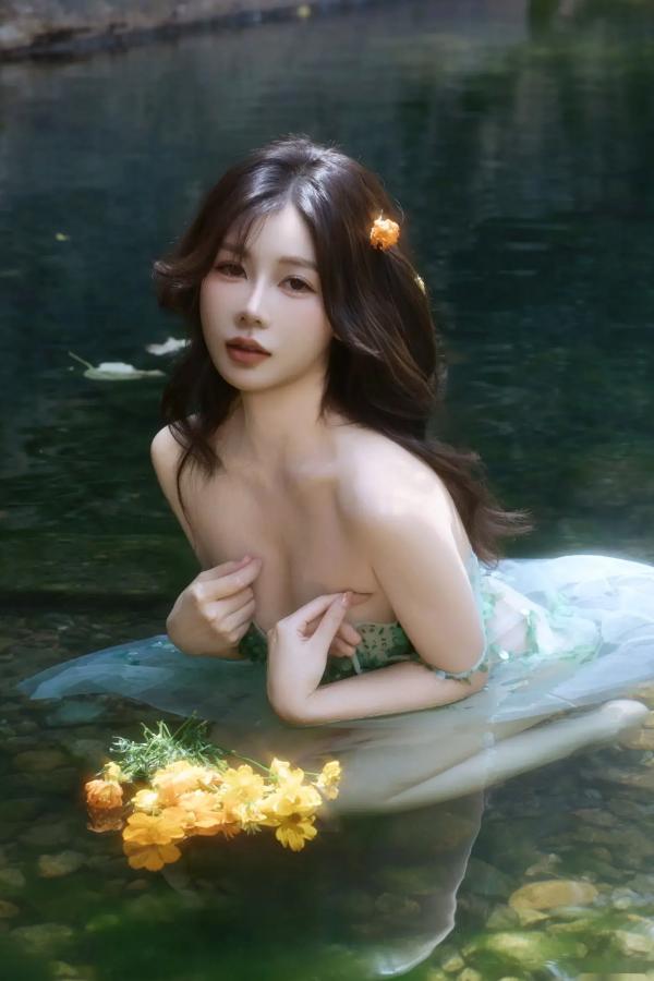 尹甜甜   尹甜甜 - 森林溪谷灵动写真 户外湿身野性私房 唯美自然花朵艺术 治愈系女神写真 [73P]第22张图片