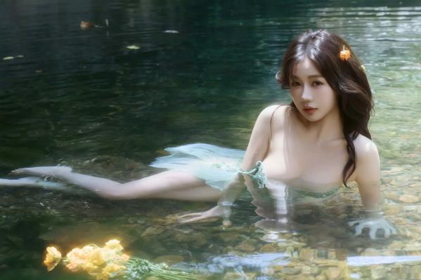 尹甜甜   尹甜甜 - 森林溪谷灵动写真 户外湿身野性私房 唯美自然花朵艺术 治愈系女神写真 [73P]第24张图片