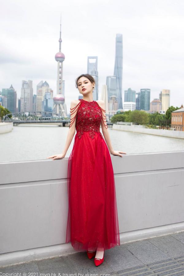 小夕juju   MyGirl美媛馆-560-小夕Juju-极致诱惑红色内衣白丝高跟-室内私房性感旅拍-2021.07.21第1张图片