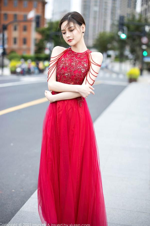 小夕juju   MyGirl美媛馆-560-小夕Juju-极致诱惑红色内衣白丝高跟-室内私房性感旅拍-2021.07.21第8张图片