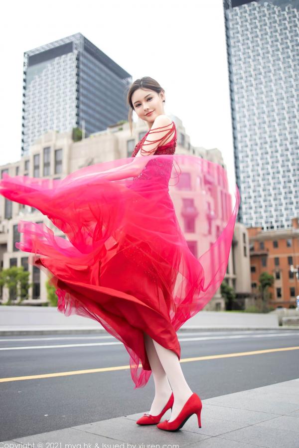小夕juju   MyGirl美媛馆-560-小夕Juju-极致诱惑红色内衣白丝高跟-室内私房性感旅拍-2021.07.21第11张图片