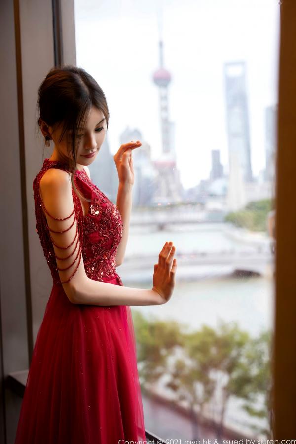 小夕juju   MyGirl美媛馆-560-小夕Juju-极致诱惑红色内衣白丝高跟-室内私房性感旅拍-2021.07.21第17张图片