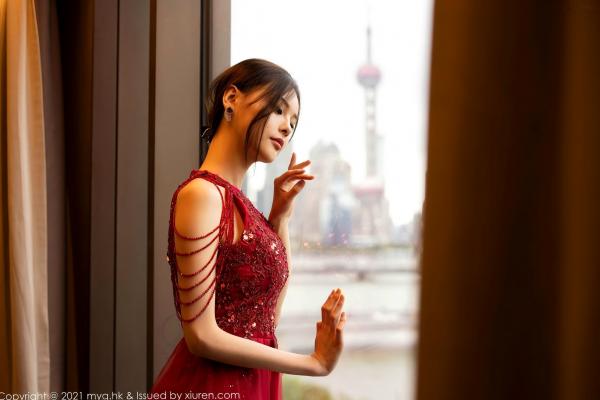 小夕juju   MyGirl美媛馆-560-小夕Juju-极致诱惑红色内衣白丝高跟-室内私房性感旅拍-2021.07.21第18张图片